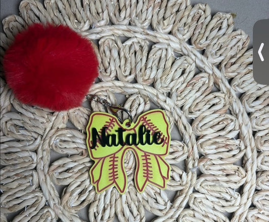 SOFTBALL BOW BAG TAG